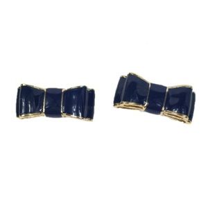 Kate Spade Bow Stud Earrings Navy Gold Moon River